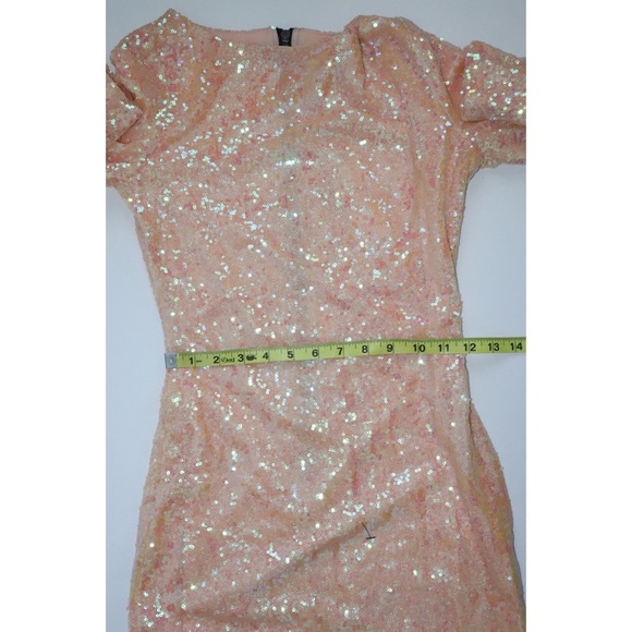 Nasty Gal Glamorous Peach Metallic Iridescent Sequin Dress - Picture 8 of 14